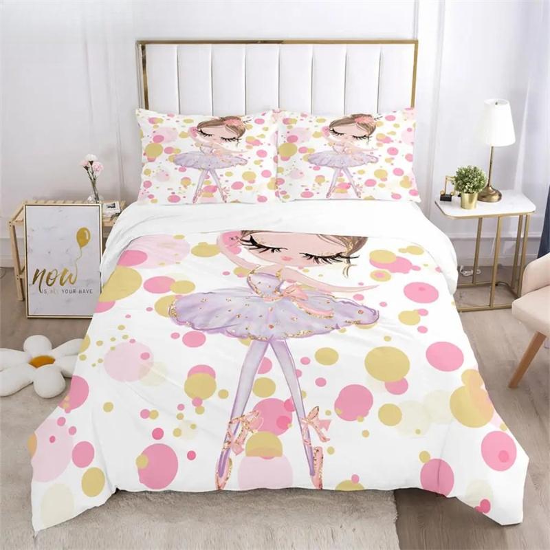 Cartoon Ballet Girl 3D Printed Bedding Set Duvet Covers Pillowcases Comforter Bedding Set Bedclothes Duvet Cover