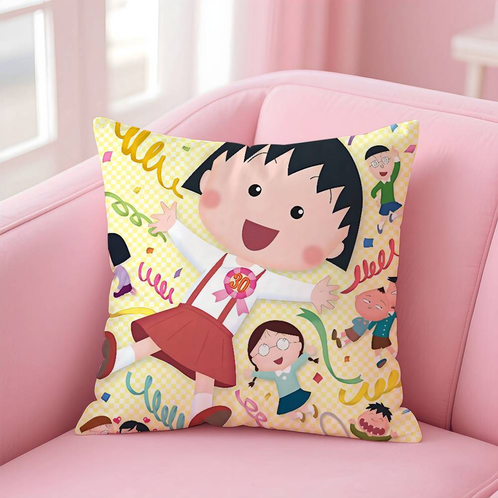 Anime C-Chibi M-Maruko-Chan Pillow Case Pattern Printing Pillowcase Living Room Sofa Cushion Cover Bedroom Room Decor