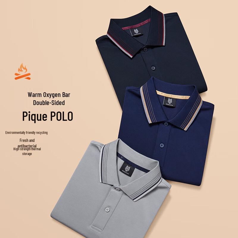 Septwolves Men's Spring Business Casual Long-Sleeve Polo T-Shirt