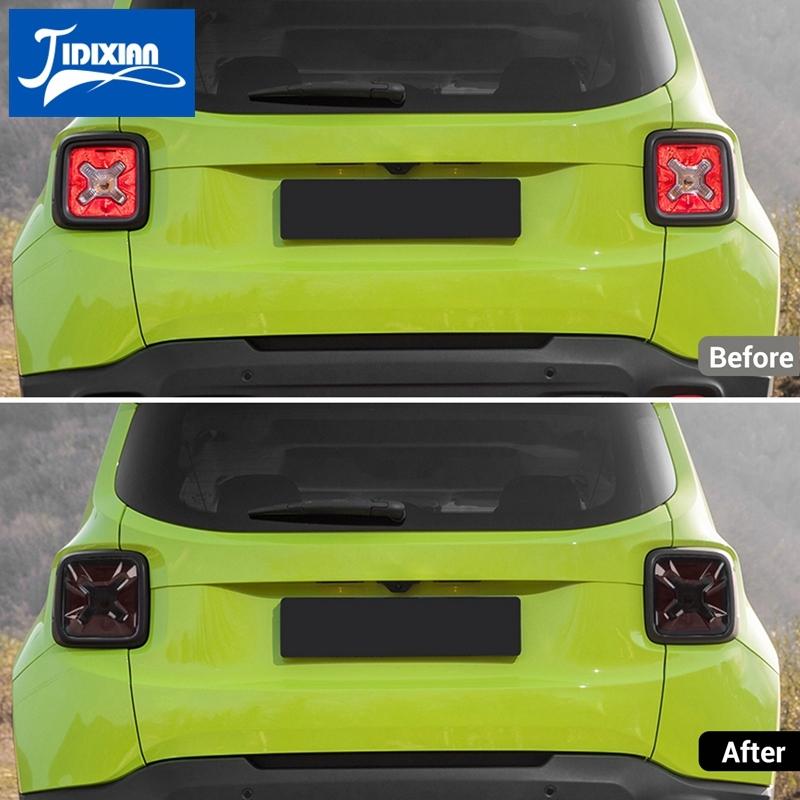 

JIDIXIAN дымчатый черный автомобильный задний фонарь, декоративная крышка заднего фонаря для Jeep Renegade 2015 2016 2017 2018, внешние аксессуары