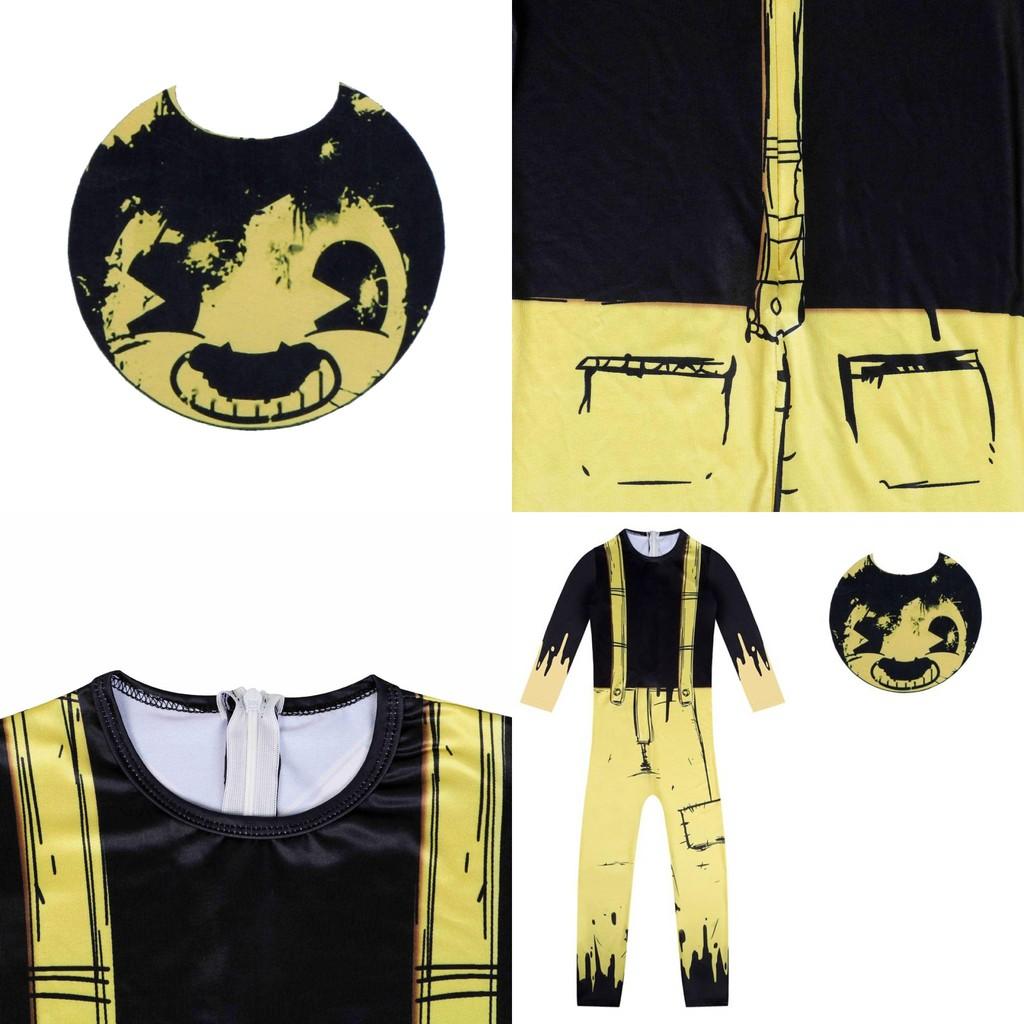 Kinder Bendy And The Ink Machine Kostüm Halloween Cosplay Jumpsuit Masken-Set Für Kinder