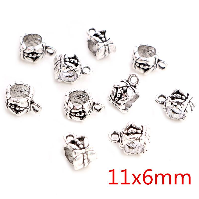 20pcs/lot DIY Handmade Beads Bails Pendants Jewelry Making DIY Necklace Antique Silver Color Bails Pendant Charm Beads Bails