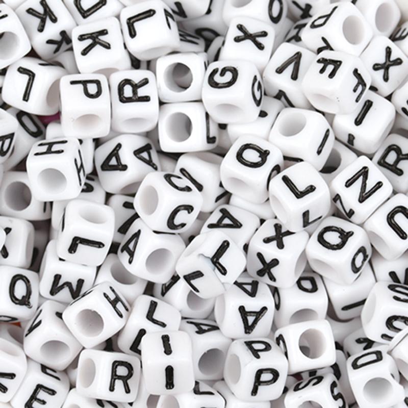 100Pcs Acrylic Flat Letter Beads Alphabet Round Smile Spacer Loose Bead For Diy Jewelry Bracelet Charm Supplies