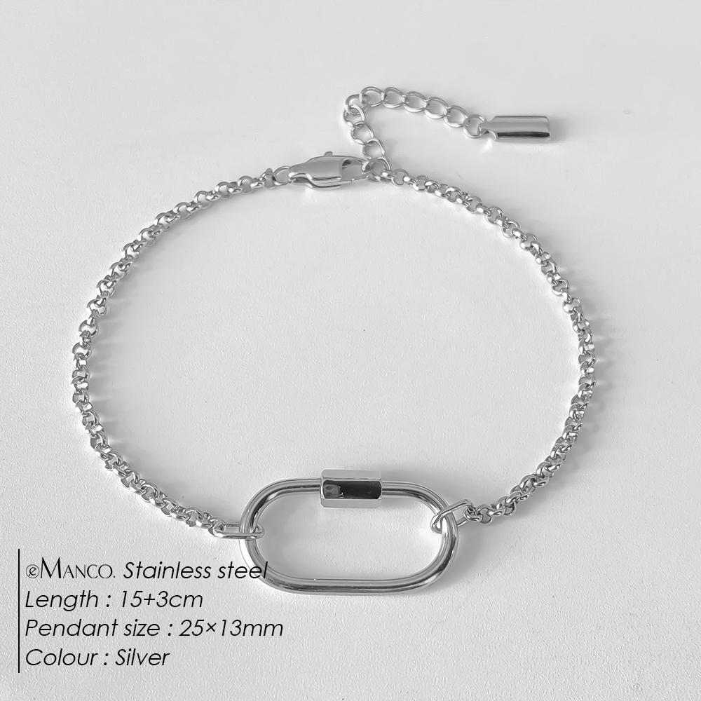 eManco Oval Buckle Heads DIY Chain Pendant Bracelet Stainless Steel Jewelry Design Match Charms Bracelets Women Accessories