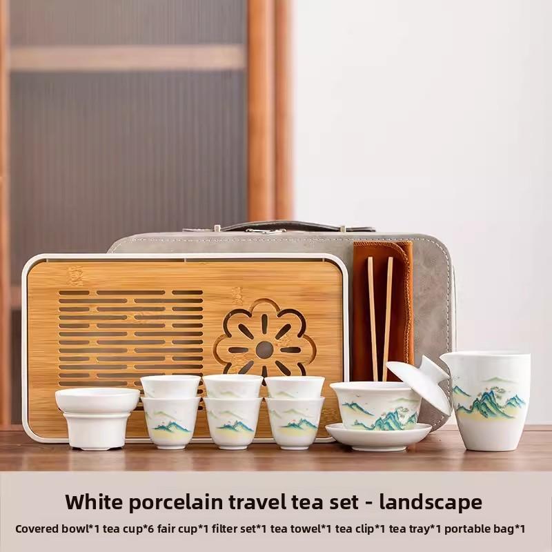 Ceramic Gongfu Tea Set Yuxi White Porcelain Tea Pot Cover Bowl And Tea Cups Set for Home Office Tea Brewing