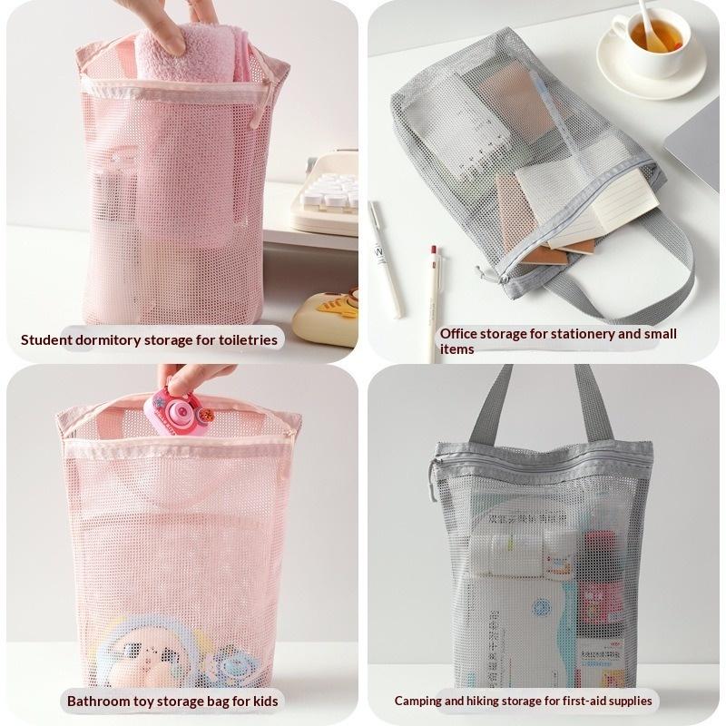 22x26cm INS Simple Portable Toilet Bag for Men and Women Handheld Storage Bag for Business Travel, Large Capacity Mesh Bath Bag