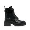 Ferragamo Chunky Leather Biker Boots Black