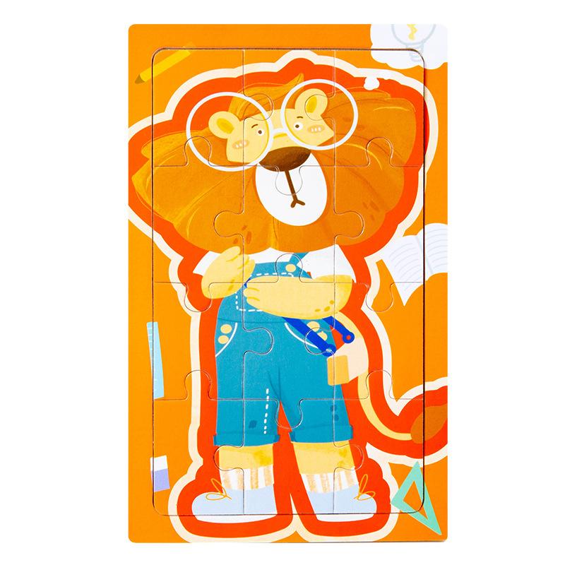 12 flache Puzzles Baby-Puzzle niedliches Tier einführende Logik frühe Bildungspuzzle Kindergartengeschenk