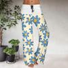 Women's Drawstring Elastic Waistband Wide Leg Color Matching Floral Printed Casual Pants