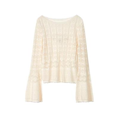 LANZHI Eleganter Damen-Strickcardigan mit Struktur und ausgestellten Ärmeln