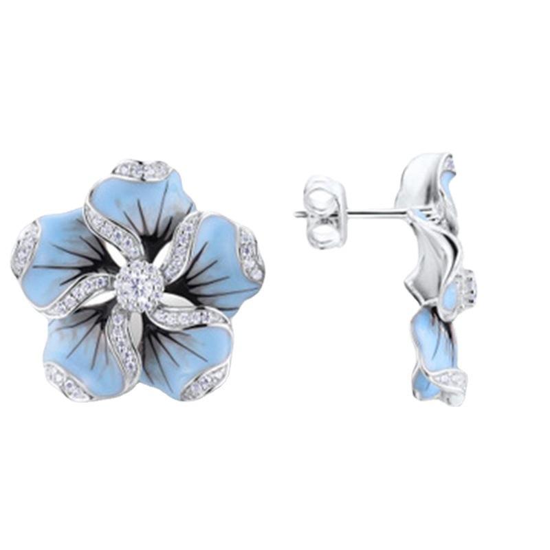 E-Commerce Epoxy Fashion Creative Zircon Flower Leaf Earrings Popular Jewelry