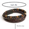 Men Leather Bracelet Classic Fashion Tiger Eye Beaded Multi Layer Leather Bracelet For Men Zircon Gift