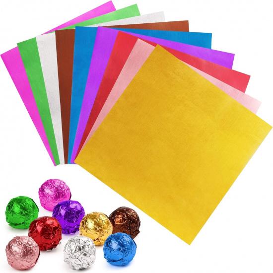 LotFancy Foil Candy Wrappers for Chocolates, 4x4 inch, 900 Pcs Aluminum Candy Wrapping Paper, Square Colored Foil Sheets for DIY Homemade Candies