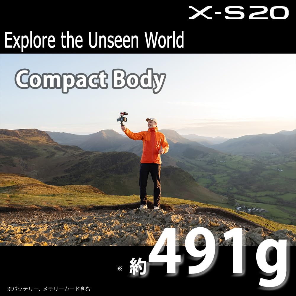 Fujifilm Mirrorless Digital Camera Body with Image Vlog 800 Shots Twice the Number of Shots of Previous Auto Subject and Large Black X-S20 In-Body