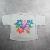 Vintage 90’s Flowers Women’s Cropped Baby Tee, White T-Shirt and Kids Tshirt, (XS)