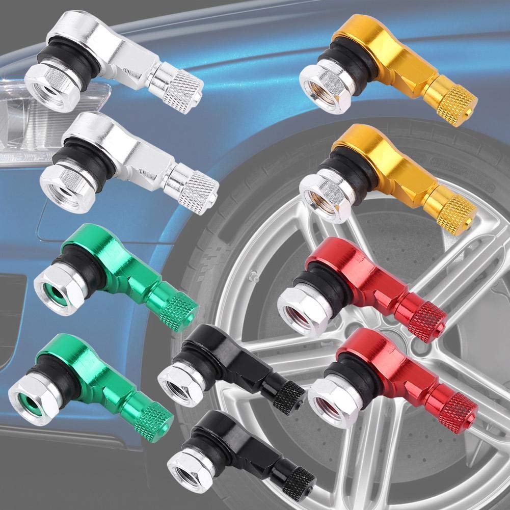 Tire Valve, 2pcs 11.3mm Universal Motorcycle Aluminum Wheel Tire Valve Stem Cap 90 Degree (Valve Stem Extension) (Red)