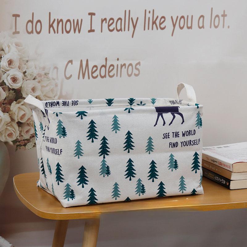 Large Capacity Foldable Storage Basket Household Waterproof Fabric Storage Box with Handle Rectangular Toy Organizer Storage Art