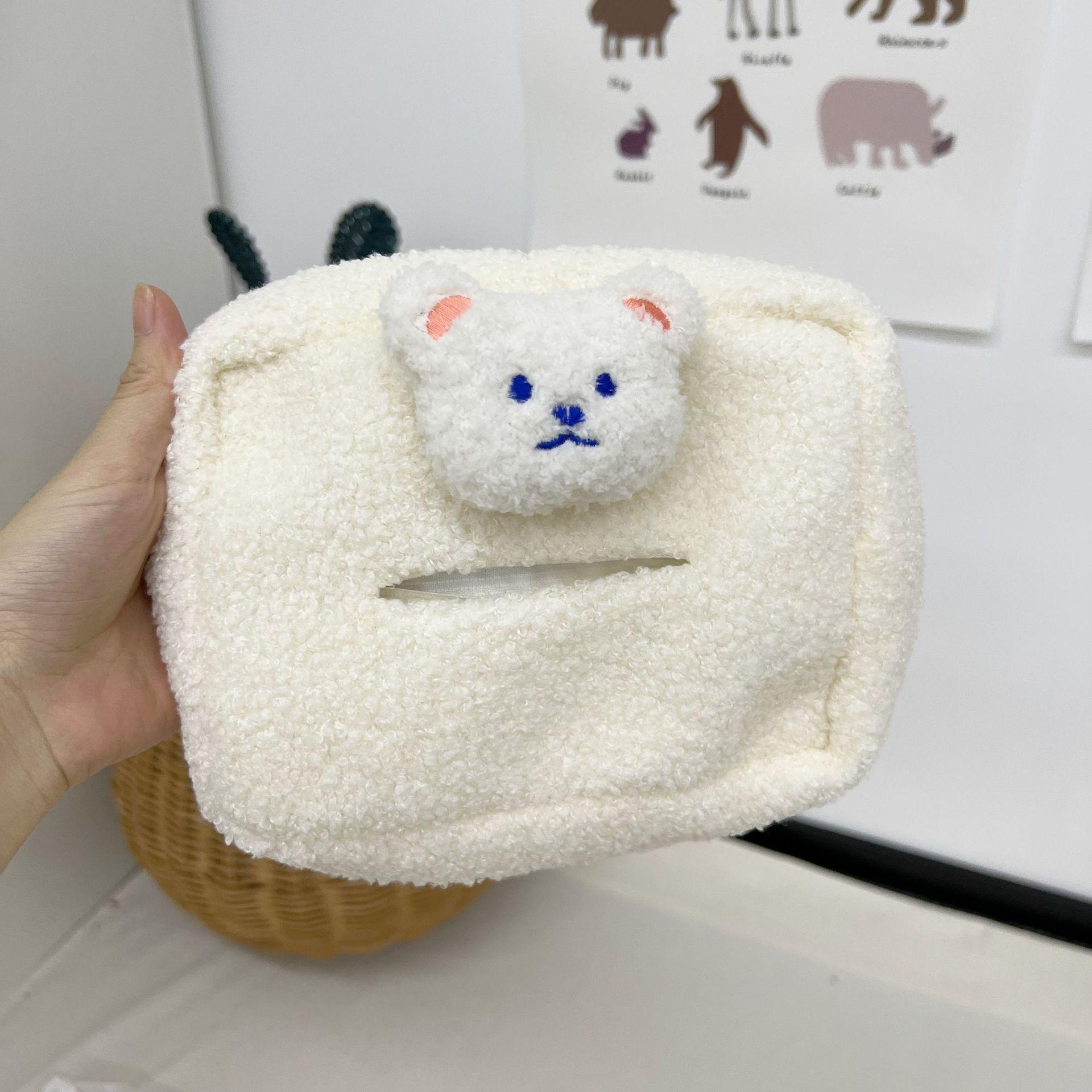 Multifunctional Teddy Bear Cartoon Tissue Holder New Design Soft Plush Fabric Car Seat Hanging Tissue Box