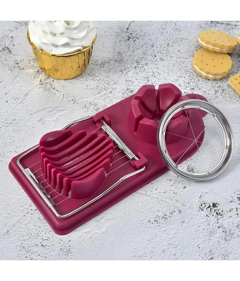 Multifunctional PP Base Egg Cutter 2-in-1 Stainless Steel Wire Pull Egg Cutter for Hanging High-quality Kitchen Accessory Tools