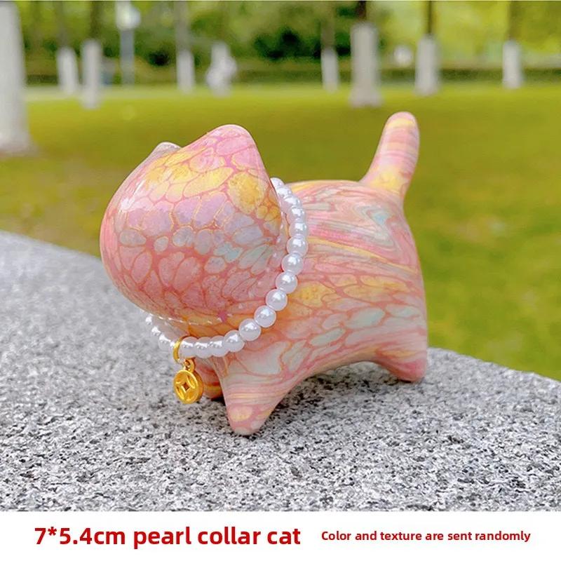Temple Same Style Intangible Heritage Lacquer Fortune Cat Pendant Lucky Cat Bag Key Phone Decorative Charm Cute Stylish