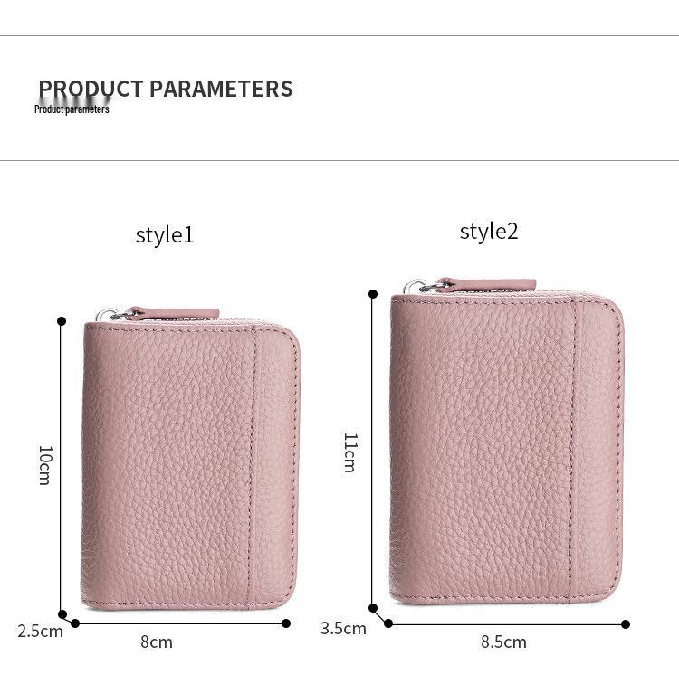 Women's Genuine Leather Zipper Card Holder - Anti-Demagnetization Multi-Slot Accordion Style
