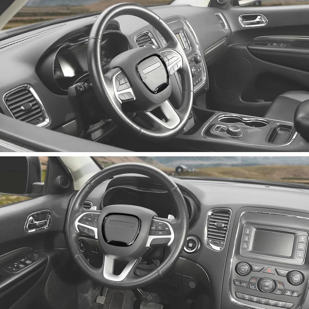 Central Control Steering Button Frame Trim Car Interior Decoration Fit for Dodge Challenger Durango Charger 2015-2025 Interior Accessories,Black