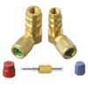 Brass Valve Adapter Kit R12 To R134A Cooling Systems Conversion Kit, 90 Degree Quick Connect Valve For High/Low Pressure