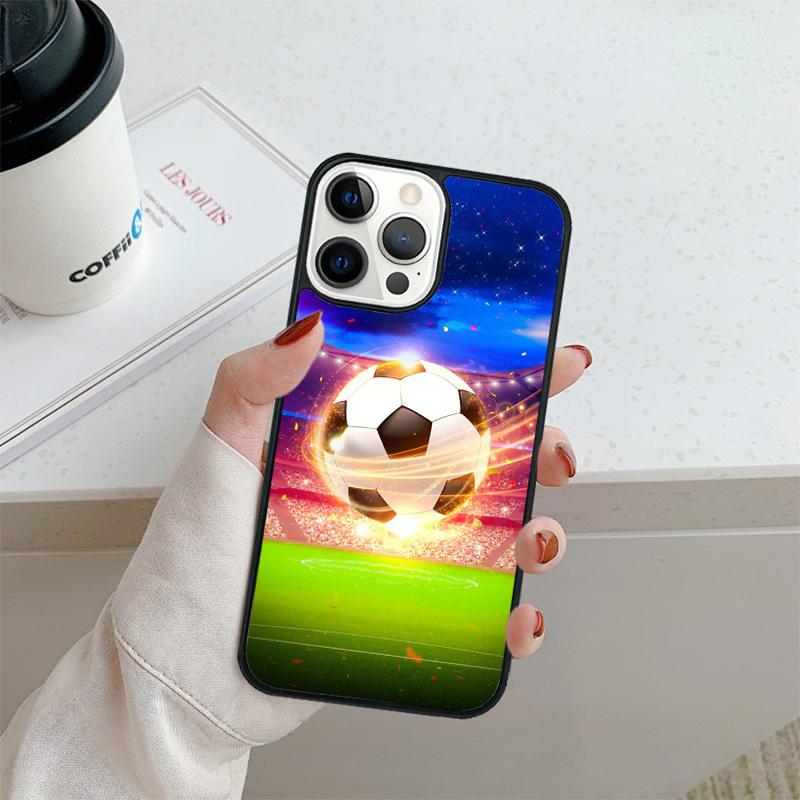 Fire Football Soccer ball Phone Case For iPhone 17 Air 16 pro max 15 14 plus 12 13 Shell Cover coque