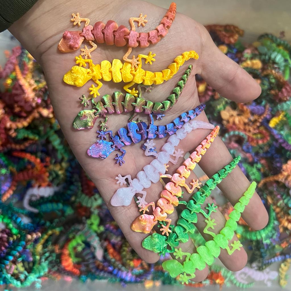 10PCS 3D printed gecko PLA material, bright colors, suitable for Christmas, Easter, Valentine's Day and other holiday decorations and decorations