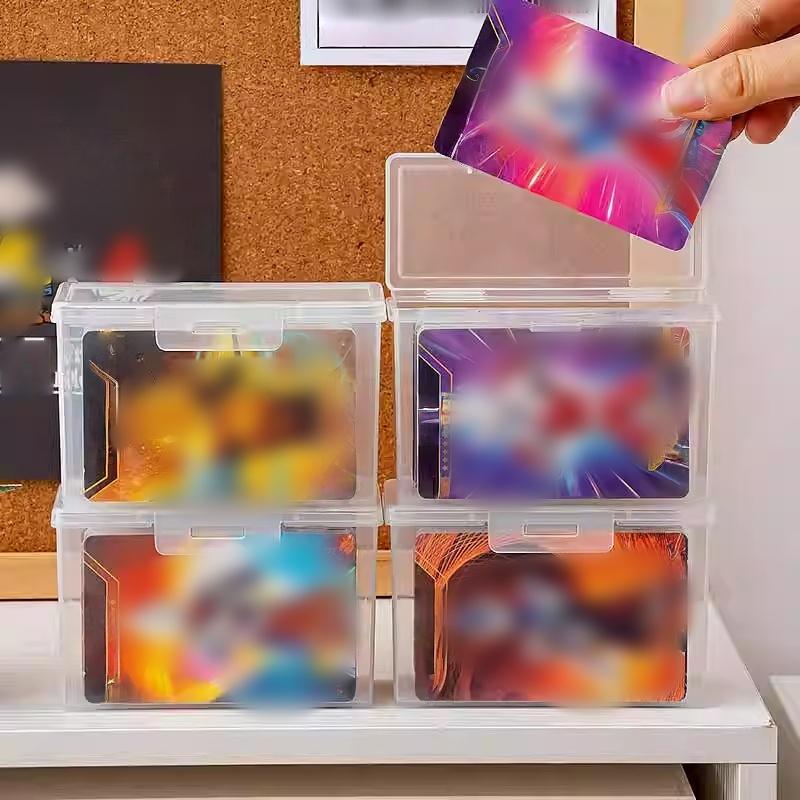 Card storage box, with 5 small boxes and 1 long box, desktop card organization box, durable storage box