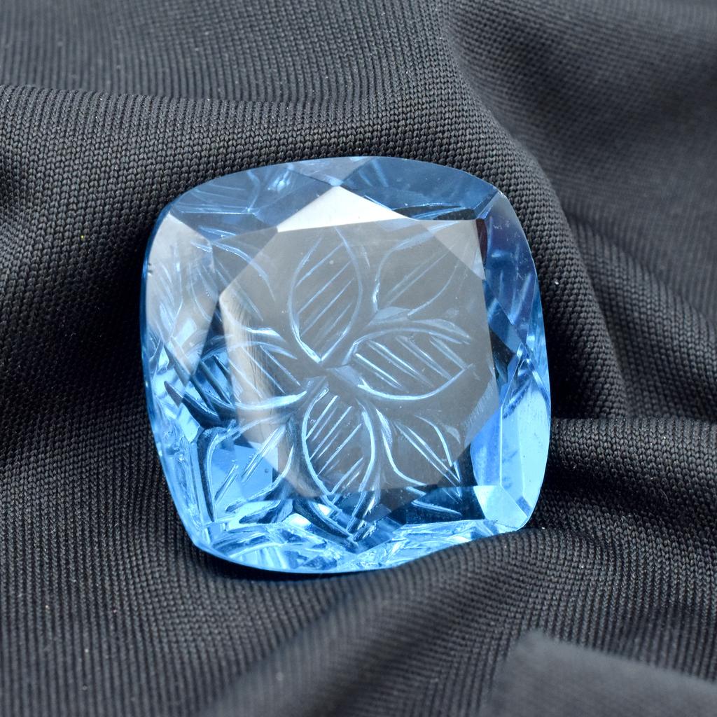 Natural Blue Topaz Loose Gemstone 69 ct Square Cushion Cut for Jewelry Making and Gem Collections