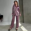 2024 Spring Women's Leopard Print Casual Two-Piece Set: Long Sleeve Top & Pants