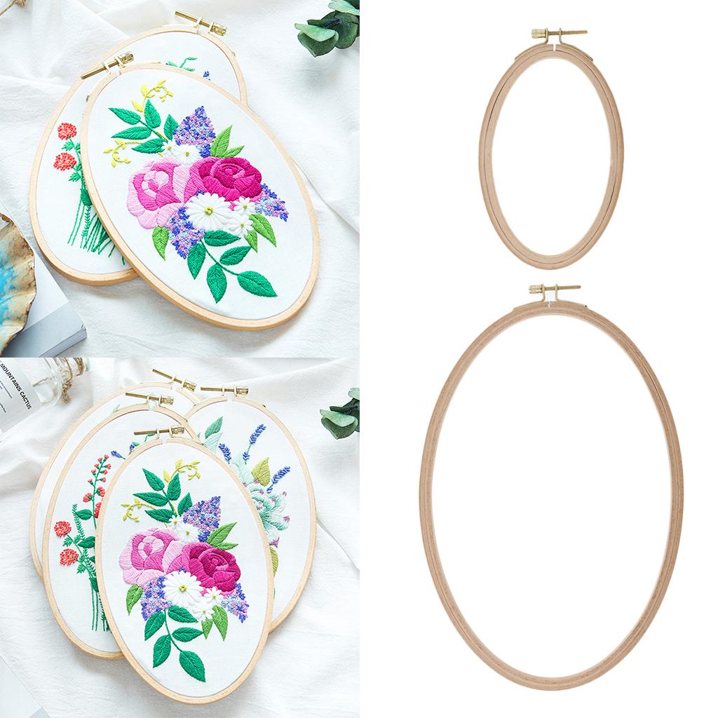 

Embroidery Hoop Loop Adjustable Wooden Frame Sewing Tool with Brass Screw for Arts and Crafts Projects 16cm 13.7cm