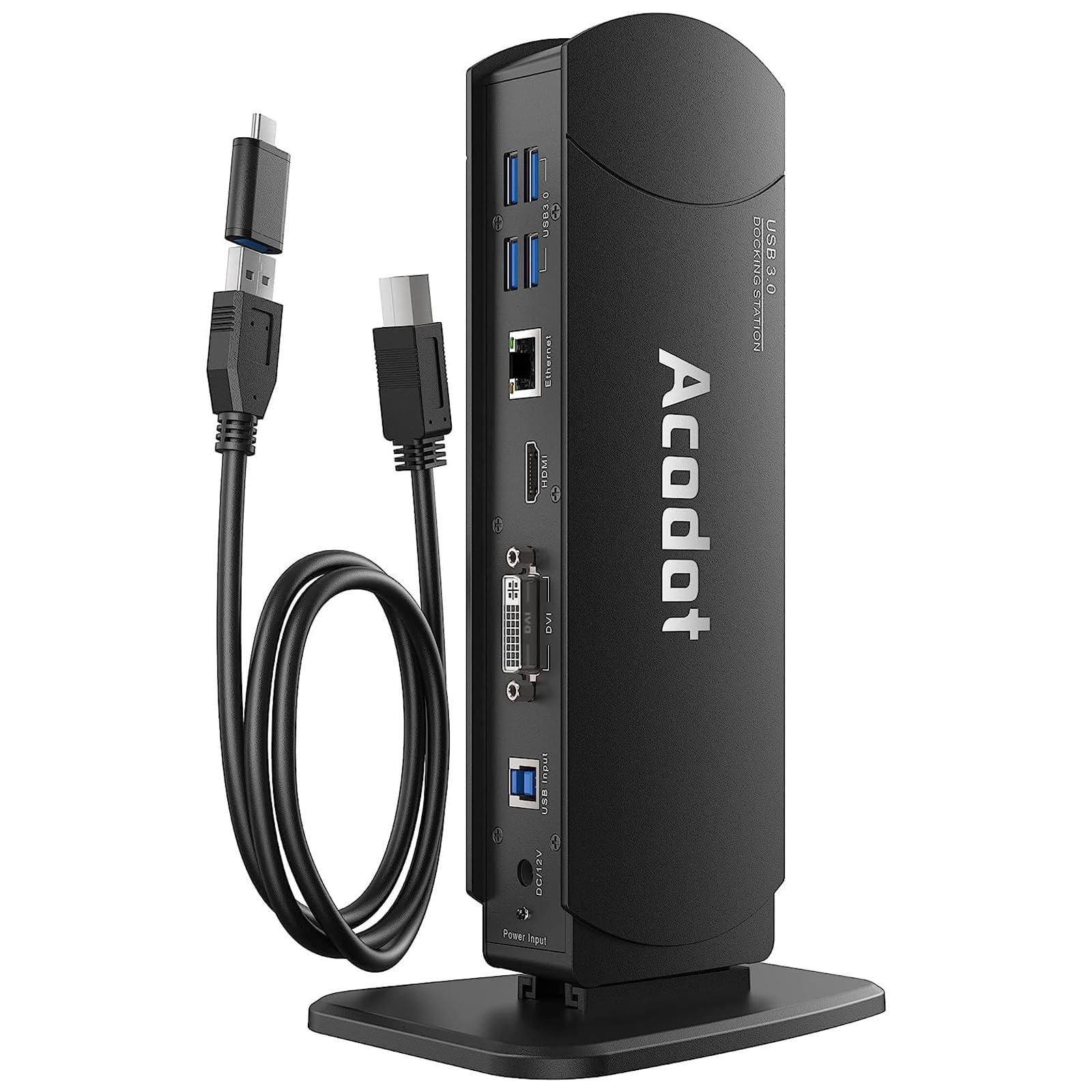 

Acodot Вертикальная USB 3.0 USB-C Док-станция, Двойной дисплей, Совместима с Windows и Mac, Поддерживает 13-в-1 Ноутбуки, Двойной дисплей, USB-C Док-станция, H