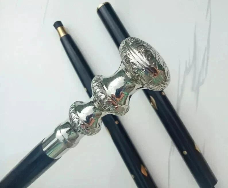 

Brass Nickle Handle Canes Wooden Canes Walking Stick Gift серебряный