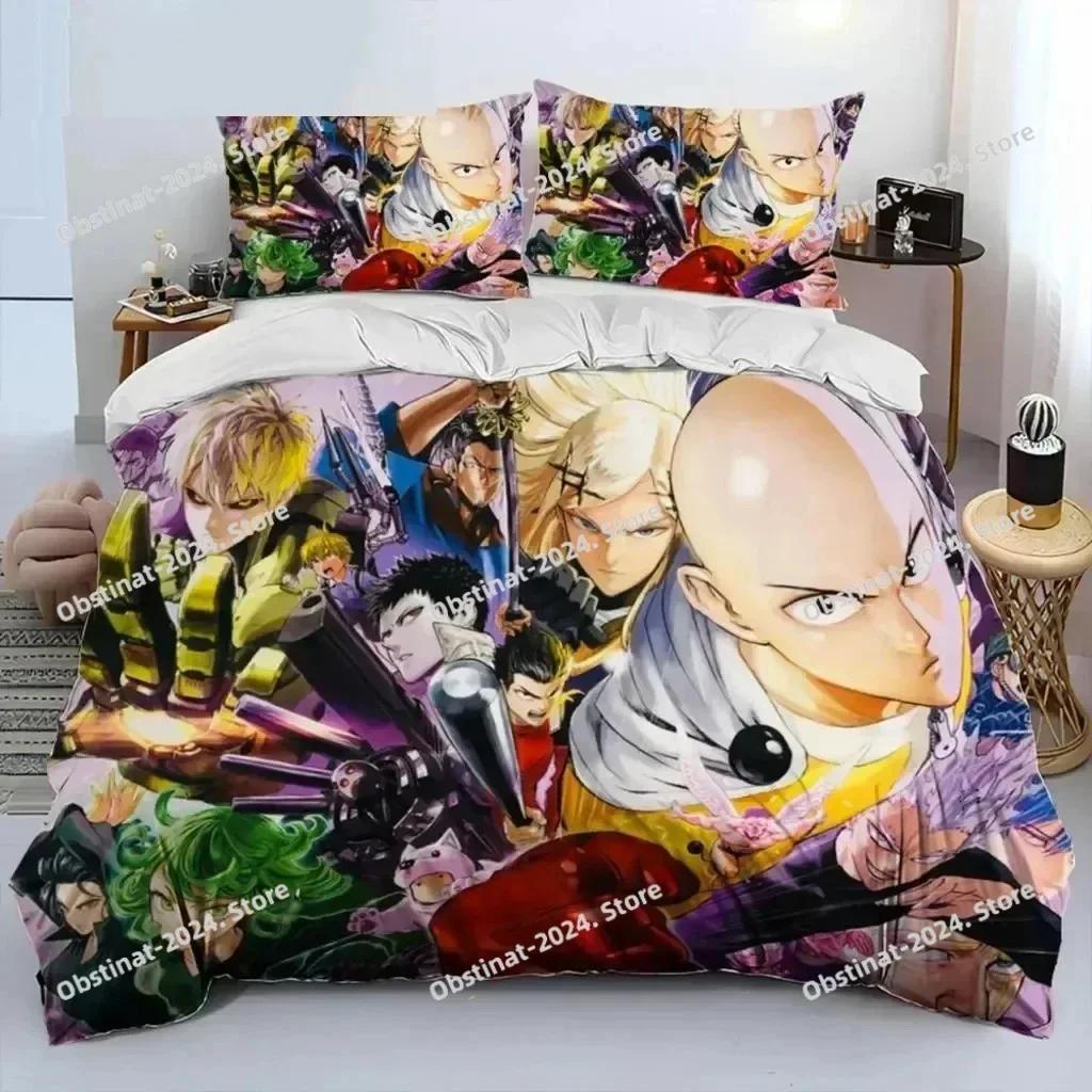 Anime One-Punch Man Saitama Bedding Set Printed Single Comforter Quilt Bed Duvet Cover Pillow Case 3 Pieces Sets Kids Adult Size
