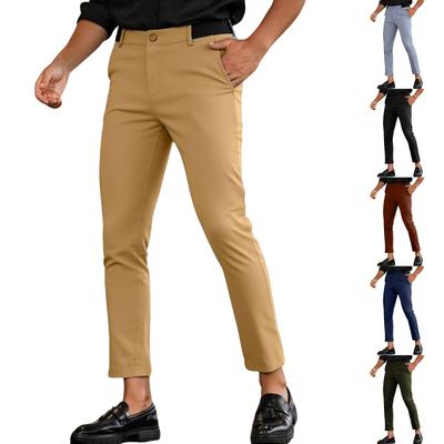 Chinos Pants, Mens Chinos Slim Fit Stretch Skinny Tapered Dress Pants Casual Solid Trousers