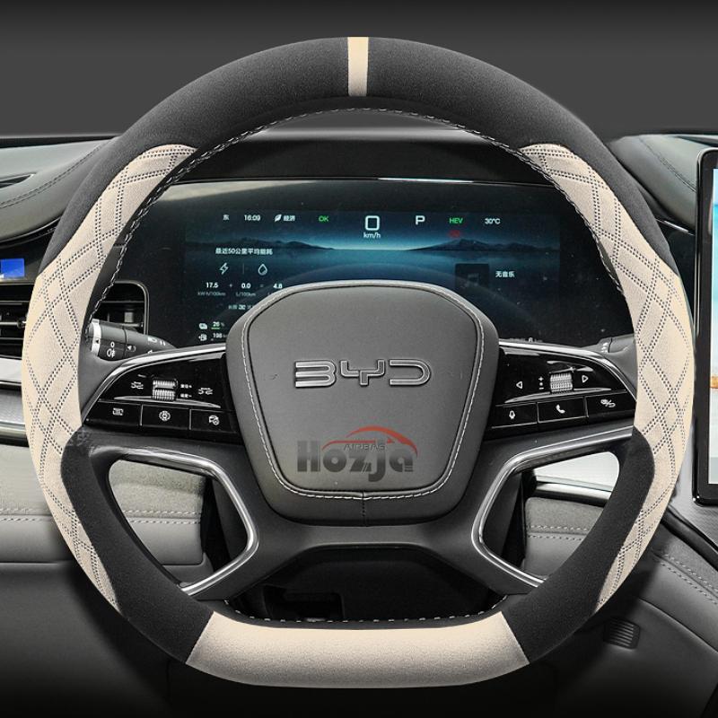 Suede Leather Car Steering Wheel Cover for BYD Sealon 7 2025 Non-slip Car-styling Auto Accessories