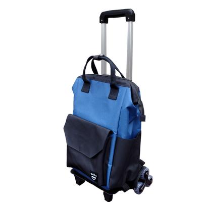 Wellfun Step-Reach Shopping Cart, 3-Wheel Type, Blue, Insulated, Perfect for Backpack Shopping, Mother's Day Gift