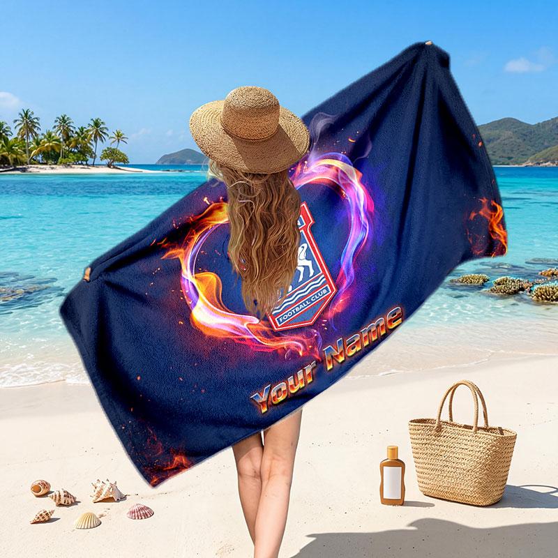 Ipswich Town Benutzerdefiniertes Strandtuch, Personalisierter Name Textdruck, Fußballlogo Weiches Schnelltrocknendes Handtuch Urlaubsgeschenk