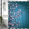Pink Peach Blue Background Shower Curtain, Bathroom Decorative Shower Curtain, Waterproof Shower Curtain with Hooks