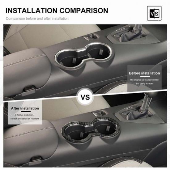 Carbon fiber Center console cup holder Bezel Cover trim for Ford Mustang 2024+