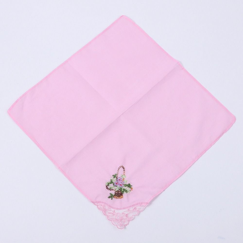 Elegant Cotton Square Handkerchief Reusable Soft Lace Flower Hanky Embroidered Floral Cloth For Women