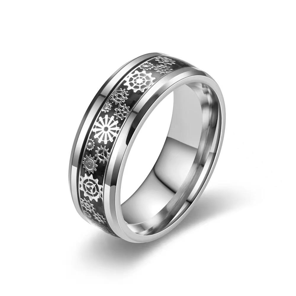 

1Pcs Stainless steel gear pattern ring - simple jewelry for both men and women, finger ring 6