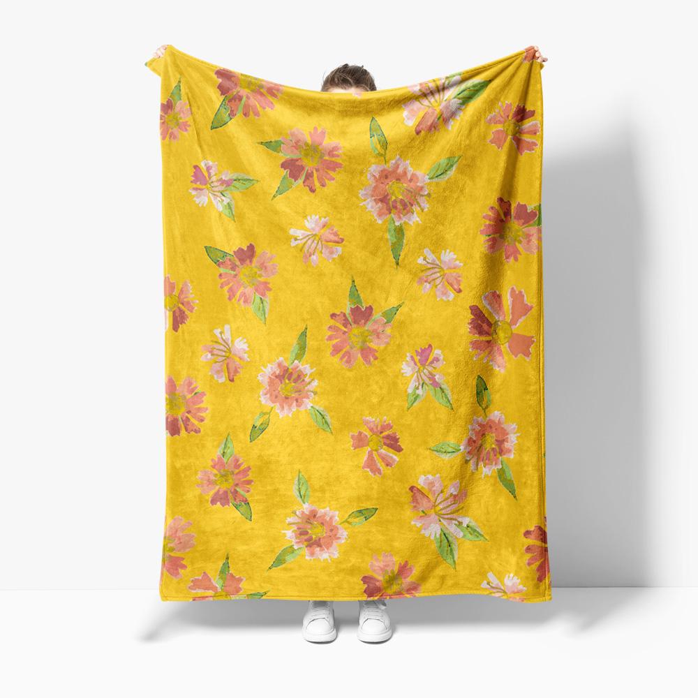 

Soft Cozy Fleece Blanket Watercolor Floral Print Throw Blanket for Sofa Bed Decoration Gift 75x100cm