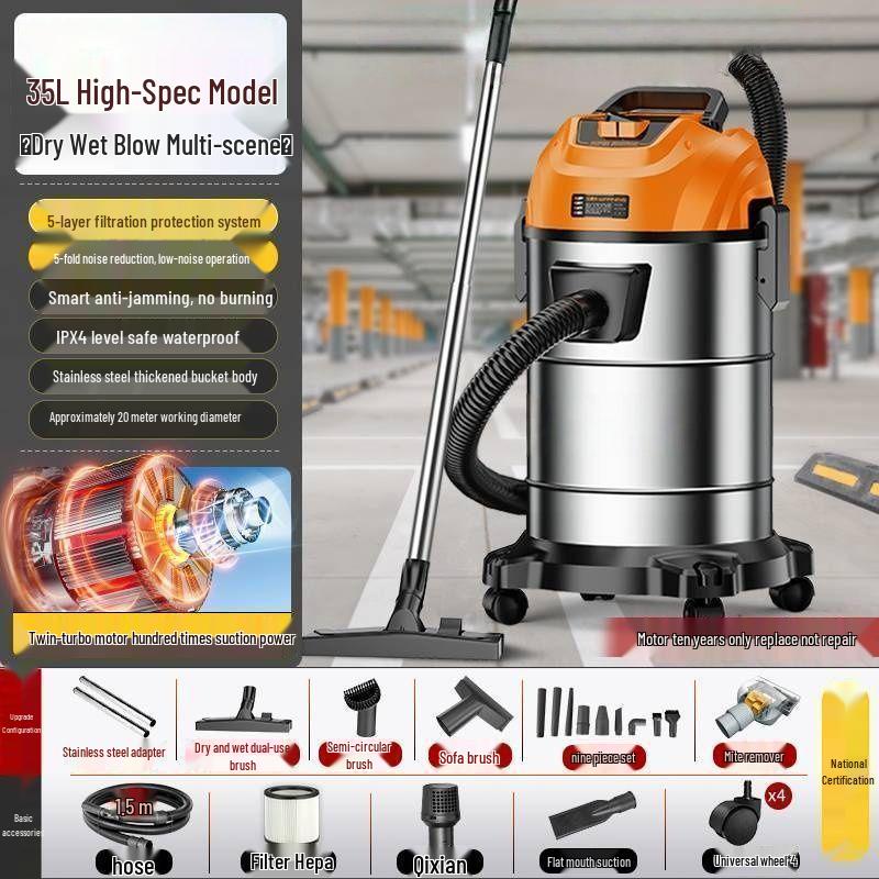 High Suction Power Vacuum Cleaner: Home & Industrial Use, Integrated Sweep & Mop, Dry/Wet Functionality