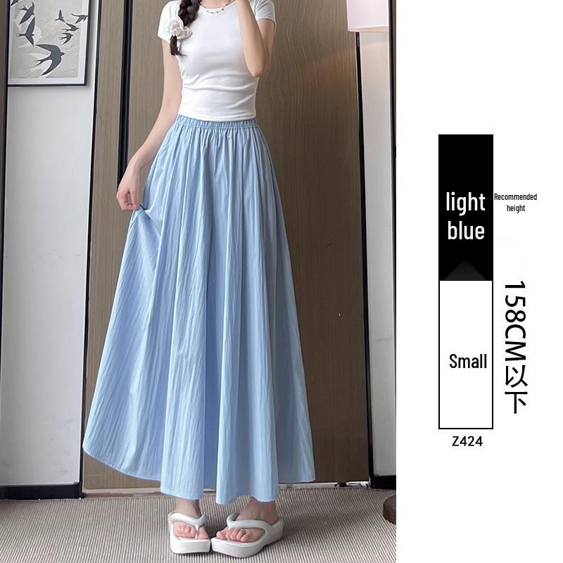 Yamamoto Women's High Waist A-Line Midi Culottes - Summer 2025 Ice Silk Casual Wide Leg Pants