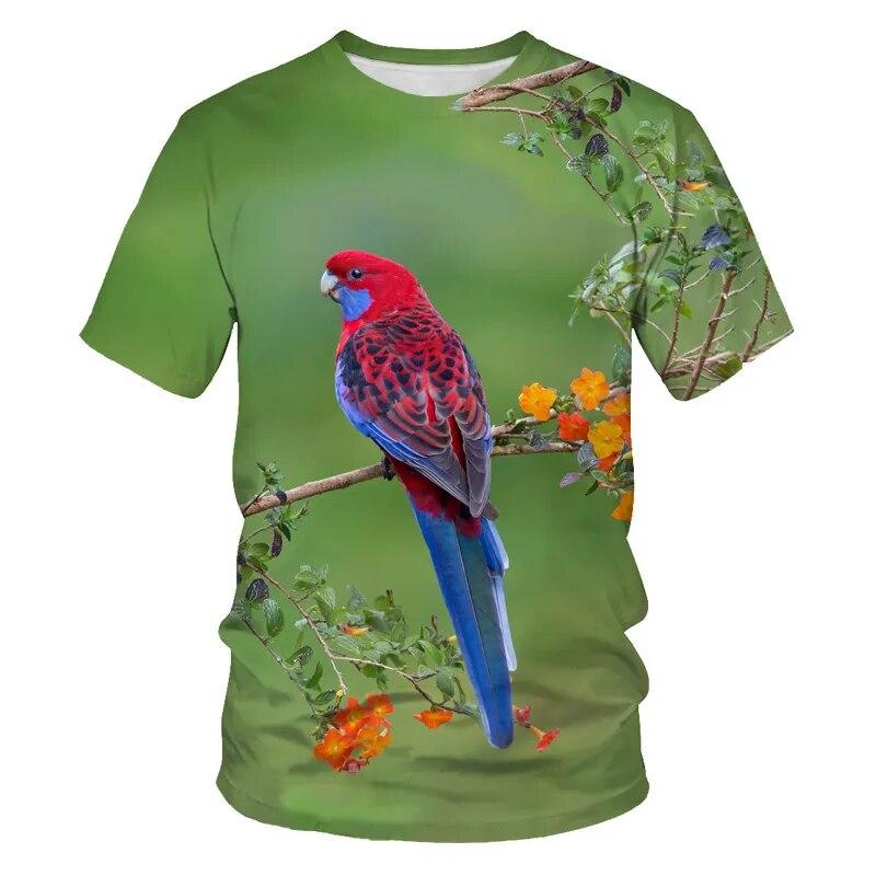 Fashion All Kinds of Birds T Shirt for Men Fun Trend Personality Printed Round Neck Tees Hip Hop Harajuku Streetwear Tops