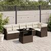 VidaXL Garden Lounge Set with Cushions 7 Pcs Brown Wicker 3266603