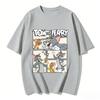 2026 New Tom Jerry Print Tshirt Casual Loose Couple Family Matching Outfits Short Sleeve Cotton Tee Summer Streetwear Tops Y2k